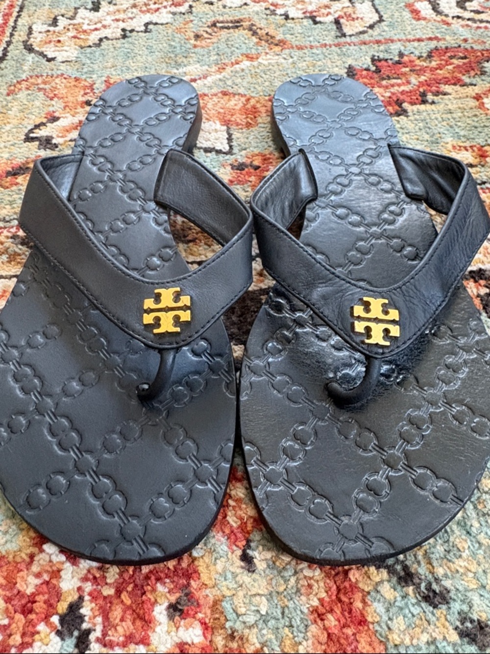 Tory Burch Black Monroe Leather Sandal size 9.5 M - Picture 2 of 6